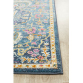Network Rugs Navy Wreath Vintage Look Runner