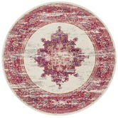 Network Rugs Pink &amp; Ivory Oriental Vintage Look Round Rug