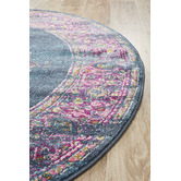 Network Rugs Navy &amp; Fuchsia Oriental Vintage Look Round Rug