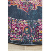 Network Rugs Navy &amp; Fuchsia Oriental Vintage Look Round Rug
