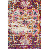 Network Rugs Pink &amp; Ivory Oriental Vintage Look Round Rug