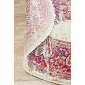 Network Rugs Pink &amp; Ivory Oriental Vintage Look Round Rug