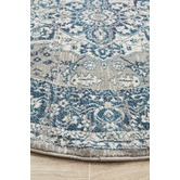 Network Rugs Sky Blue Florette Vintage Look Round Rug
