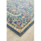Network Rugs Navy Wreath Vintage Look Runner