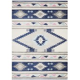 Network Rugs Navy &amp; Ivory Pastel Boho Geometric Rug