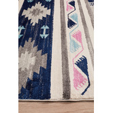 Network Rugs Navy &amp; Ivory Pastel Boho Geometric Rug