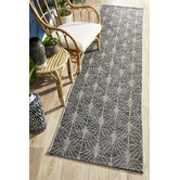 Network Rugs Black &amp; Natural Art Deco Flat Woven Indoor/Outdoor Rug