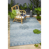 Network Rugs Blue &amp; Natural Flat-Woven Indoor/Outdoor Rug