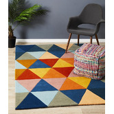 Network Rugs Prism Designer Wool Rust Blue Navy Rug