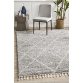 Network Rugs Silver &amp; Ivory Samira Fringed Rug