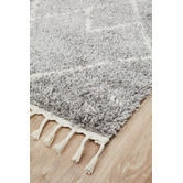 Network Rugs Silver &amp; Ivory Samira Fringed Rug