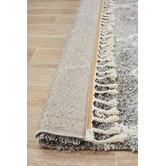 Network Rugs Silver &amp; Ivory Samira Fringed Rug