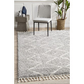 Network Rugs Silver &amp; Ivory Buchra Fringed Rug