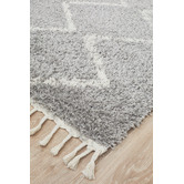 Network Rugs Silver &amp; Ivory Buchra Fringed Rug