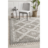 Network Rugs Pebble Grey Rabia Fringed Tribal-Style Rug
