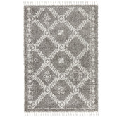 Network Rugs Pebble Grey Rabia Fringed Tribal-Style Rug