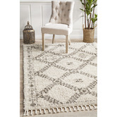 Network Rugs Natural Tan &amp; Brown Rabia Fringed Tribal-Style Rug