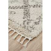Network Rugs Natural Tan &amp; Brown Rabia Fringed Tribal-Style Rug