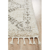 Network Rugs Natural Tan &amp; Brown Rabia Fringed Tribal-Style Rug