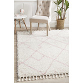 Network Rugs Ivory &amp; Pink Samira Fringed Rug
