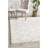 Network Rugs Ivory &amp; Pink Buchra Fringed Rug