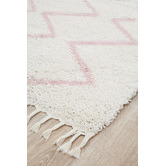 Network Rugs Ivory &amp; Pink Buchra Fringed Rug