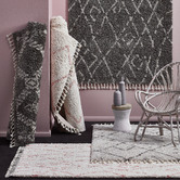 Network Rugs Ivory &amp; Pink Buchra Fringed Rug