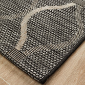 Network Rugs Black &amp; Natural Trellis Flat-Woven Indoor/Outdoor Rug
