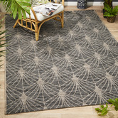 Network Rugs Black &amp; Natural Art Deco Flat Woven Indoor/Outdoor Rug