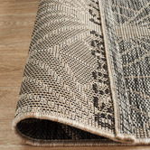 Network Rugs Black &amp; Natural Art Deco Flat Woven Indoor/Outdoor Rug