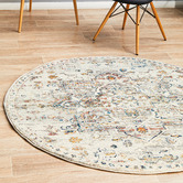 Network Rugs Silver Transitional Distressed Round Rug