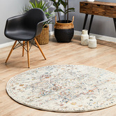 Network Rugs Silver Transitional Distressed Round Rug