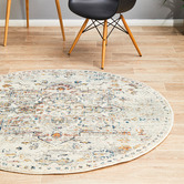Network Rugs Silver Transitional Distressed Round Rug