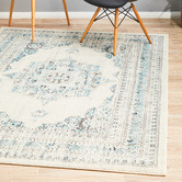 Network Rugs White &amp; Blue Transitional Distressed Rug