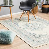 Network Rugs White &amp; Blue Transitional Distressed Rug