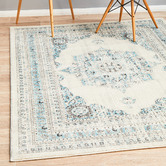 Network Rugs White &amp; Blue Transitional Distressed Rug