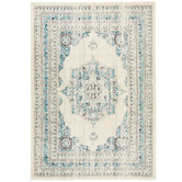 Network Rugs White &amp; Blue Transitional Distressed Rug