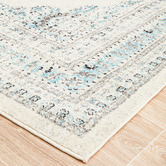 Network Rugs White &amp; Blue Transitional Distressed Rug