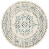 Network Rugs White &amp; Blue Transitional Distressed Round Rug