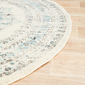 Network Rugs White &amp; Blue Transitional Distressed Round Rug