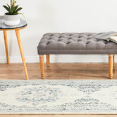 Network Rugs White &amp; Blue Transitional Distressed Runner
