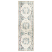 Network Rugs White &amp; Blue Transitional Distressed Runner