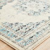Network Rugs White &amp; Blue Transitional Distressed Runner