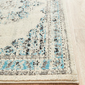 Network Rugs White &amp; Blue Transitional Distressed Runner