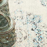 Network Rugs White &amp; Blue Transitional Distressed Runner
