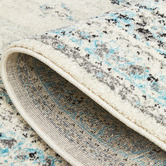 Network Rugs White &amp; Blue Transitional Distressed Round Rug
