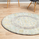Network Rugs Grey Transitional Distressed Round Rug