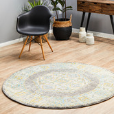 Network Rugs Grey Transitional Distressed Round Rug