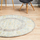 Network Rugs Grey Transitional Distressed Round Rug