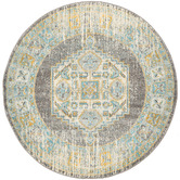 Network Rugs Grey Transitional Distressed Round Rug